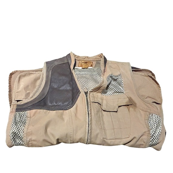 Vintage RARE Eddie Bauer Sport Shooting Vest Mesh Back Leather Trim Utility - Picture 8 of 16